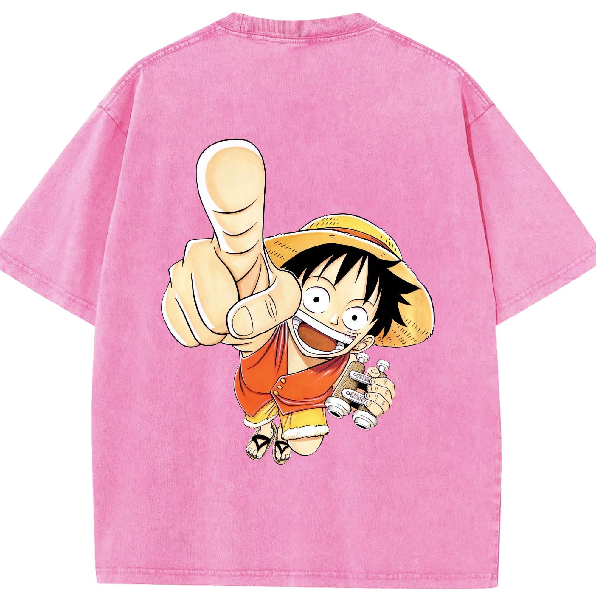 ワンピース モンキー・D・ルフィ ONE PIECE Monkey D. Luffy 綿100% ヴィンテージ風 半袖Tシャツ（背面プリント）
